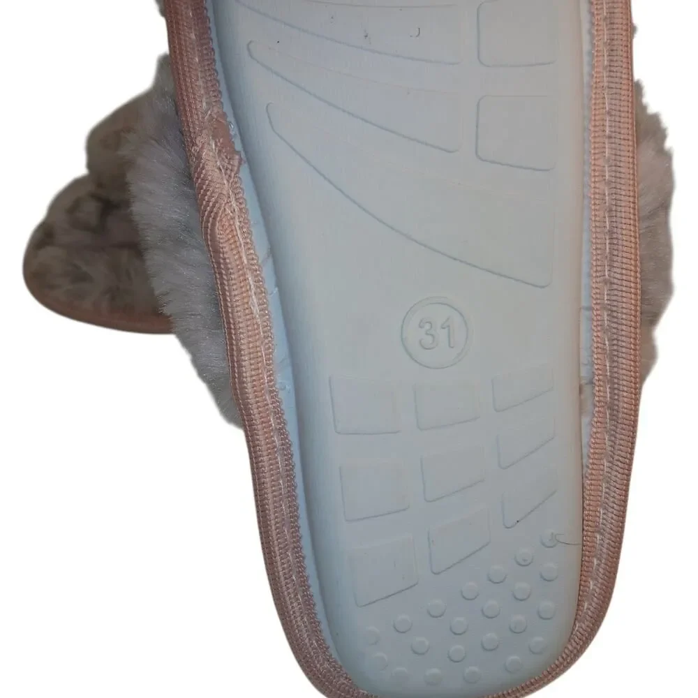 Girls Faux Fur New Light Purple and Gray Slippers - Size: 13T